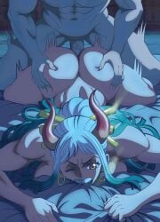 1boy 1boy1girl 1girls 2d 2d_(artwork) abs accurate_art_style anal_penetration anal_sex ass ass_focus ass_grab bed belly_button big_ass big_breasts biting_sheets black_eyebrows breast_press breasts breasts_out breasts_pressed_against_bed brown-eyed_female brown_eyes completely_naked completely_naked_female completely_naked_male completely_nude completely_nude_female completely_nude_male earrings eyebrows eyelashes female female_focus female_penetrated fit fit_female from_behind gold_earrings gold_hair_ornament grabbing grabbing_from_behind gradient_hair gradient_horns green_floor green_sheets grown_up hair_ornament horned_female horns hugging implied_sex japanese_room kozuki_momonosuke large_breasts laughing light-skinned_female light_skin long-haired_female long_hair lying_down lying_on_bed lying_on_stomach male male/female movement_lines multicolored_hair muscular muscular_female muscular_male naked naked_female night nude nude_female nude_male one_piece open_mouth orange-haired_female orange_hair partial_male penis pillow post-timeskip prone_bone rao_jackman red_horns sex sex_from_behind sheet_grab straight straight_sex tanned_male tits_out two-tone_hair two_tone_horn voluptuous voluptuous_female waist_grab wano_country white-haired_female white_hair white_pillow yamato_(one_piece)