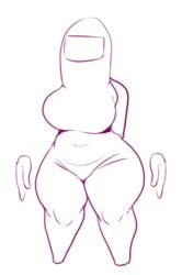 1girls among_us astronaut astronaut_suit big_ass big_breasts detnox floating_hands large_ass large_breasts line_art male_focus sketch thick thick_legs thick_thighs uncolored what