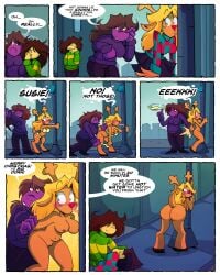 2026 absurd_res ambiguous_gender anthro antlers areola ass big_breasts big_butt blonde_hair blue_clothing blue_sweater blue_topwear blush blush_lines bra bra_removed breasts brown_areola brown_hair brown_nipples clothed clothed_anthro clothed_female clothed_human clothing comic deer deltarune dialogue embarrased_female embarrassing_nudity english_text female freckled_face freckles fully_clothed fully_clothed_anthro fully_clothed_female fully_clothed_human genitals glowing glowing_nose green_clothing green_sweater green_topwear group hair hair_over_eyes hi_res horn human humiliation kris_(deltarune) kris_dreemurr licking mammal monster new_world_deer nipples noelle_holiday nude nude_anthro nude_female panties panties_removed popfulblue public public_nudity purple_body purple_clothing purple_sweater purple_topwear red_nose reindeer removed_bottomwear removed_clothing scalie speech_bubble street_lamp stuck susie_(deltarune) sweater text tongue tongue_out tongue_stuck tongue_stuck_to_pole topwear trio undertale_(series) underwear undressing_another vulva whispering_in_ear yellow_body yellow_skin