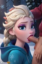 1boy 1boy1girl 1girls aged_down ai_generated artist_name blonde_hair blowjob blue_eyes braid disney disney_princess elsa_(frozen) eyelashes eyeshadow fellatio female freckles from_side frozen_(film) frozen_2 hair_ornament hand_on_another's_head hi_res hood hood_down hoodie jacket lipstick long_hair looking_at_viewer makeup male_pubic_hair oral outdoors penis pubic_hair rule34lab single_braid snow snowflakes snowing solo_focus straight testicles tree uncensored