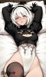 artist:eroqueen nier_automata 2b_(nier_automata) 1girl solo breasts large_breasts nipples areolae ass pussy nude completely_nude uncensored nsfw hentai blush curvy thick_thighs wide_hips thighs navel long_hair looking_at_viewer smile seductive open_mouth full_body high_resolution highly_detailed simple_background rule34 ai_generated patreon