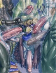 absurd_res alligator alligatorid animal_genitalia animal_penis anthro anurio avian bird bodily_fluids bovid bovine cattle cheerleader_outfit clothed clothing crocodile crocodilian equine_genitalia equine_penis erection falcon falconid femboy genital_fluids genitals group gryphon hi_res humanoid_genitalia humanoid_penis imminent_oral imminent_sex kneeling male male/male mammal musk musk_cloud musky_penis mythological_avian mythological_creature mythology nude partially_clothed penis peregrine_falcon precum pressed_against_penis radwaan_(shybird) reptile scalie shybird smile steam steamy_penis surrounded_by_penises torian_(shybird) vein veiny_penis