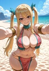 ai_generated beach beach_background big_ass big_breasts big_butt big_thighs blonde_hair brown_eyes curvy fairy_tail hot huge_ass huge_breasts huge_butt huge_thighs lucy_heartfilia lucy_heartfilia_(belly_dancer) miyuai sexy sexy_body thick thick_ass thick_body thick_butt thick_legs thick_thighs yellow_hair