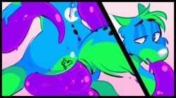anal anal_sex animated anthro ass bileshroom blue_body blue_eyes canid canine canis consentacles dingo green_body heart_symbol jayjay_idingo male mammal oral oral_penetration penetration sex slime solo tentacle tentacle_in_ass tentacle_in_mouth tentacle_penetration tentacle_sex