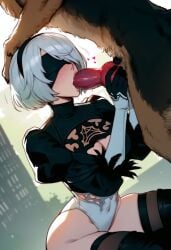 2b_(nier:automata) ai_generated blindfold blush canine canine_on_human canine_penis domestic_dog dominant_feral fellatio female_on_feral femsub feral feral_on_female feral_on_human feral_penetrating_human german_shepherd human_female human_on_feral human_penetrated interspecies kneeling knot knotted_penis leotard loving_it nier:_automata oral oral_sex pale-skinned_female thighhighs yorha_2b yumerush zoophilia
