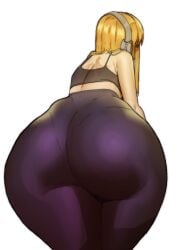 1girls ass ass_focus bent_over big_ass doublehero from_behind glasses huge_ass long_hair orange_hair pantyhose persona persona_5 sakura_futaba solo thick_thighs thighs white_background wide_hips
