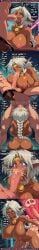 1boy 1girl ahegao ai_generated aisha_clanclan bell big_breasts blue_eyes braided_hair collar comic cross_section cum cum_in_mouth cum_on_face dark_skin deepthroat fellatio female huge_breasts huge_penis long_hair male multiple_panels nipples nude oral_sex penetration penis pointy_ears pussy rampa69 saliva semen sex sucking sweat text vaginal_sex white_hair