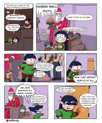 1boy 1girls 2boys baubelle_(oofrowdy) bbw blowjob blue_hair christmas christmas_clothing christmas_headwear christmas_outfit chubby chubby_female comic cum cum_in_mouth cum_in_pussy cum_inside dialogue elf elf_ears elf_female elf_girl english_text image_set interracial interspecies more_at_source oofrowdy santa_claus santa_hat shortstack smaller_female smaller_penetrated spitroast text threesome vaginal_penetration