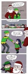1boy 1girls 2boys baubelle_(oofrowdy) bbw blowjob blue_hair christmas christmas_clothing christmas_headwear christmas_outfit chubby chubby_female comic cum cum_in_mouth cum_in_pussy cum_inside dialogue elf elf_ears elf_female elf_girl english_text image_set interracial interspecies more_at_source oofrowdy santa_claus santa_hat shortstack smaller_female smaller_penetrated spitroast text threesome vaginal_penetration