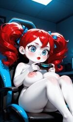 1female 1girls ai_generated ass big_ass big_breasts blue_eyes blue_ribbon blush breasts chair controller curly_hair eyebrows eyelashes female female_focus female_only freckles freckles_on_face gamer_girl gaming gaming_chair holding_controller holding_object lips lipstick naked naked_female nipples nude nude_female pixai playstation_controller poppy_(poppy_playtime) poppy_playtime red_eyebrows red_hair red_lips red_lipstick ribbons short_stack shortstack sitting sitting_on_chair solo solo_female solo_focus thick_thighs thighs twintails urikoito white_body white_skin