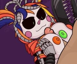 :3 animated animated_gif baby_(fnafsl) circus_baby circus_baby_(fnaf) female five_nights_at_freddy's freddy_fazbear's_pizzeria_simulator gif jtcircus jtsideshow looking_at_penis looking_down orange_hair paizuri penis_between_breasts scrap_baby scrap_baby_(fnaf) yellow_hair