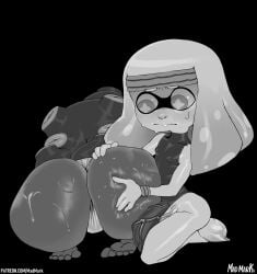 aquatic ass big_butt big_penis bodily_fluids butt_focus butt_grab cephalopod clothing duo erection erection_under_clothing female genitals gynomorph hand_on_butt hi_res humanoid inkling intersex intersex/female larger_female looking_at_butt madmark marina_(splatoon) mollusk nintendo octarian octoling one-piece_swimsuit pearl_(splatoon) penis size_difference smaller_gynomorph smaller_intersex splatoon sweat sweating_profusely sweaty_butt swimwear