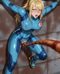 ahe_gao aheagao ahegao_face ai ai_art ai_generated bdsm_gear blonde_female blonde_hair blue_bodysuit bodysuit bondage captured clitoris_bondage clitoris_torture damsel_in_distress dazed defeat defeated defeated_heroine distress exposed_breasts exposed_pussy flogging gameover gaping_mouth helpless helpless_female high_heels impact leg_lift legs_apart lifting_leg locked_arms locked_up looking_up medium_breasts metroid motion_blur nipples nipples_visible_through_clothing orgasm orgasm_face orgasm_from_pain pain perfect_body punished punishment pussy_whipping restrained restrained_female restrained_wrists restraints ripped_clothing saliva saliva_trail samus_aran shaking shaking_orgasm shaved_pussy silly silly_face slave stiff_nipples tied_up torture tortured trembling trembling_for_pleasure whip whip_marks whipped whipped_breasts whipping wide_legs zero_suit zero_suit_samus