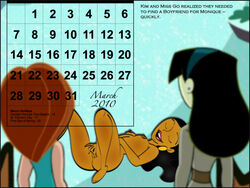 3girls breasts calendar_(medium) col_kink dark-skinned_female dark_skin disney disney_channel female female_only human kim_possible kimberly_ann_possible miss_go monique_(kim_possible) multiple_females multiple_girls nipples orange_hair pussy redhead shego straight_hair tagme