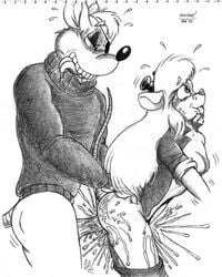 2002 anthro anthrofied chip_'n_dale_rescue_rangers disney gadget_hackwrench monochrome nipples penis roochak