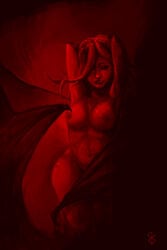 1girls berserk big_breasts breasts curvy demon_girl demon_wings female female_only humanoid large_breasts long_hair mature monochrome monster_girl nipples sitnalta888 slan solo tongue_out villainess wide_hips wings