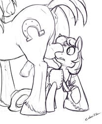 2015 animal_genitalia anus ass balls braeburn_(mlp) caboni32 cutie_mark duo equine feral friendship_is_magic hair half-erect horse horsecock male mammal my_little_pony penis pony troubleshoes_(mlp) yaoi