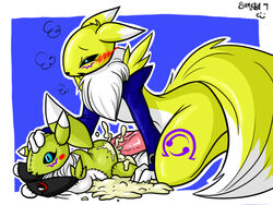 all_fours anthro color cum digimon fur furry male male_only masturbation nude penis renamon sex_doll shmucky side_view solo tagme