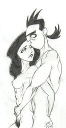 disney disney_channel dr._drakken female human kim_possible long_hair male medium_breasts monochrome nipples ponytail pubic_hair scar scar_on_face shego skymouth straight straight_hair traditional_media_(artwork)