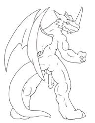 anthro back_view digimon dragoneer exveemon male male_only nude penis solo standing tagme