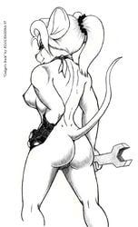 2007 anthro anthrofied chip_'n_dale_rescue_rangers disney gadget_hackwrench monochrome nipples pussy roochak