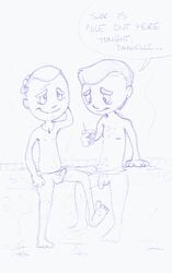 2boys clay_puppington cross_necklace danielle_stopframe erect_penis flaccid_penis gay hand_behind_head hand_on_head holding_drink imminent_sex leg_up looking_at_penis male_only moral_orel multiple_males multiple_penises naww_where_his_mustache_at nude partly_submerged penis_size_difference skinny_dipping speech_balloon swimming_pool tagme text