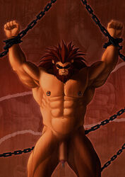 blindfold blindfolded bondage caineghis_(fire_emblem) censored censored_penis chain chained chains dick fire_emblem fire_emblem:_path_of_radiance fire_emblem:_radiant_dawn male male_only male_urethral_insertion muscle muscles muscular muscular_male penis pierced pierced_nipples piercing piercings red_hair solo urethral urethral_insertion zelo-lee