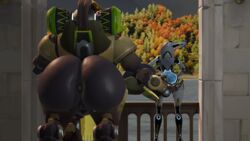 3d anal anal_fingering anus ass bending_over big_ass chateau_guillard_(map) ckiii3d_(artist) echo_(overwatch) omnic orisa overwatch pussy robot