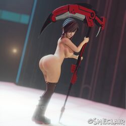 1girls 3d ass big_ass big_breasts big_butt eclairsm huge_ass large_ass looking_at_viewer massive_ass naked posing red_hair ruby_rose rwby silver_eyes tagme thick thick_ass thick_thighs voluptuous