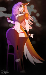 1girls anthro belly big_breasts breasts clothing female female_only furry hair_over_one_eye helluva_boss huge_breasts large_breasts legs long_hair looking_at_viewer loona_(helluva_boss) panties simple_background tail thick_thighs thighhighs thighs vivienne_medrano voluptuous wolf xplaysx