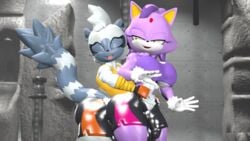 3d anthro blaze_the_cat breasts bulge clothing dickgirl duo eyelashes fangs fur furry futanari gynomorph idw_comics idw_publishing lemur mobian_(species) nackey purple_body purple_hair sega shirt shorts smile sonic_(series) sonic_the_hedgehog_(comics) sonic_the_hedgehog_(idw) sonic_the_hedgehog_(series) tangle_the_lemur teeth white_hair yellow_eyes