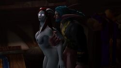 1boy 1girls 2015 3d animated arm_grab blizzard_entertainment bombowykurczak bouncing_breasts clothed_male clothed_sex draenei elf elf_ears glasses hooves horns interspecies long_hair medium_breasts night_elf nipples no_sound nude nude_female on_back original_character pointy_ears red_hair restrained tail thegworks umrah vaginal_penetration video warcraft webm world_of_warcraft