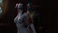 1boy 1girls 2015 3d animated arm_grab blizzard_entertainment bombowykurczak bouncing_breasts clothed_male clothed_sex draenei elf elf_ears glasses hooves horns interspecies long_hair medium_breasts night_elf nipples no_sound nude nude_female on_back original_character pointy_ears red_hair restrained tail thegworks umrah vaginal_penetration video warcraft webm world_of_warcraft