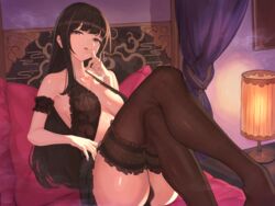 cum lingerie moco_(moco_28) no_bra pantsu thighhighs