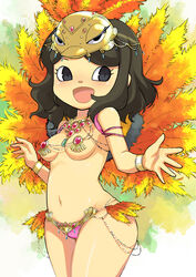 2021 adult animal_crossing animal_crossing_girl black_hair breasts covered_nipples female female_only festival mob_face muramasa_mikado murana_(muramasa_mikado) nintendo only_player pink_panties samba small_breasts solo thighs villager_(animal_crossing)