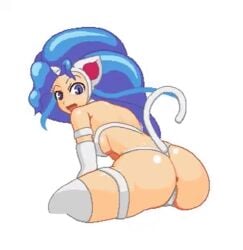 1girls animal_ears animated ass blue_eyes booty capcom cat_ears cat_girl cat_humanoid cat_tail darkstalkers felicia_(darkstalkers) looking_back mo2 pixel_art shaking_butt small_breasts solo tail wink