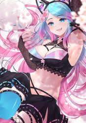 1girls blue_nails breasts cleavage female female_only huge_breasts indie_virtual_youtuber midriff multicolored_nail_polish nail_polish nazuki_deco pink_nails silvervale solo virtual_youtuber vshojo wolf_girl