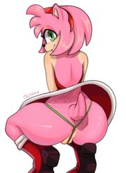 1girls amy_rose anus ass asshole_behind_g-string asshole_behind_thong chisaha female g-string green_g-string green_thong micro_panties pussy sega solo sonic_(series) sonic_the_hedgehog_(series) tagme thong