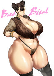 1girls big_breasts busty chun-li chun-li_(cover_girl) curvy donaught female female_focus female_only high_resolution highres huge_breasts large_breasts long_hair mole mole_under_eye nicki_minaj slutty_outfit street_fighter tagme thick_thighs venus_body video_game_character voluptuous