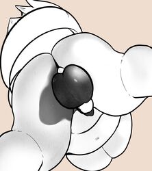 absurd_res anthro balls belly big_breasts black_balls black_genitalia breasts canid canine canis domestic_dog genitals hi_res intersex mammal maria navel overweight overweight_anthro solo view_from_below wffl_(artist)