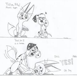 <3_eyes 101_dalmatian_street 101_dalmatians ahe_gao all_fours animal_genitalia animal_penis blush bodily_fluids canid canine canine_penis canis caribe collar comic comparing dalmatian disney doggy_style domestic_dog duo dylan_(101_dalmatians) feral feral_on_feral feral_penetrated feral_penetrating feral_penetrating_feral fergus_(101_dalmatians) fox fox_tail from_behind_position fur furry_only gay genital_fluids genitals heart hi_res knot long_ears looking_pleasured male male/male male_only male_penetrated male_penetrating male_penetrating_male mammal no_humans penetration penis precum sex spots spotted_body spotted_fur sweat text tongue tongue_out yaoi