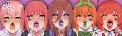 5girls go-toubun_no_hanayome lipstick looking_at_viewer nakano_ichika nakano_itsuki nakano_miku nakano_nino nakano_yotsuba queen_of_spades quintuplets sisters tattoo