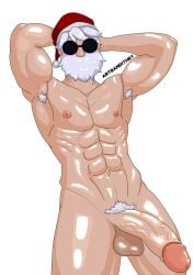 bandithrt beard big_balls big_bulge big_penis bulge free_fire gay glasses hairy_armpits hairy_balls hairy_male hairy_penis hard_penis insano male male_only muscle muscles muscular muscular_male red_thong santa santa_claus santa_costume santa_hat solo solo_male thong white_hair