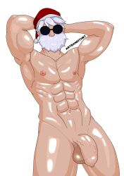 bandithrt beard big_balls big_bulge big_penis bulge free_fire gay glasses hairless_armpit hairless_armpits hairless_balls hairless_penis insano male male_only muscle muscles muscular muscular_male red_thong santa santa_claus santa_costume santa_hat soft_penis solo solo_male thong white_hair