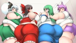 bbw belly_overhang big_belly big_breasts big_butt big_female blush butt chubby chubby_female embarrassed fat fat_ass fat_female fat_fetish fat_girl fat_rolls fat_woman fatty huge_butt kurocaze large_butt large_female obese obese_female overweight overweight_female plump pork_chop reimu_hakurei reisen_udongein_inaba sanae_kochiya ssbbw thick_thighs touhou weight_gain youmu_konpaku