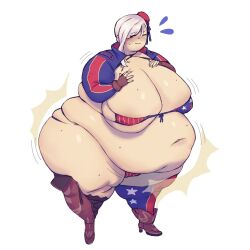 1girls 2021 american_flag_bikini bbw belly belly_overhang bikini blue_eyes breasts fat fate/grand_order fate_(series) female female_focus gigantic_belly gigantic_breasts gigantic_thighs hi_res high_resolution highres hips huge_belly huge_breasts huge_thighs milk10pm miyamoto_musashi_(fate) miyamoto_musashi_(swimsuit_berserker) navel obese obese_female overweight overweight_female solo solo_female solo_focus ssbbw swimsuit thick_thighs thighs wardrobe_malfunction weight_gain white_hair wide_hips