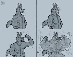 andy_fangerson anthro big_muscles canid canine canis clothing epic_games flexing flexing_bicep flexing_both_biceps fortnite growth hi_res huge_muscles hyper hyper_muscles jacket male male_only mammal muscle_growth muscular solo supermattym8 tearing_clothing topwear torn_clothing wolf