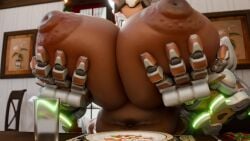 1girls 3d animated areolae belly_button big_breasts breasts breasts_bigger_than_head brown_body brown_skin christmas deforming_mesh female holding_breast horns huge_breasts lactating lactation leaking_milk massive_breasts milk mp4 omnic orisa overwatch reindeer_orisa_(overwatch) robot robot_girl snips456 snips456fur solo solo_female sound tagme video yellow_eyes