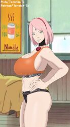 1girls alternate_breast_size bare_legs bare_shoulders big_breasts boruto:_naruto_next_generations bra breasts busty cheating cheating_wife choker cleavage curvaceous curvy curvy_body curvy_female curvy_figure eyebrows_visible_through_hair facial_mark female female_only forehead_jewel forehead_mark green_eyes hairband hand_on_waist hourglass_figure in_profile indoors light-skinned_female light_skin looking_at_viewer midriff naruto naruto:_the_last naruto_(series) naruto_shippuden necklace netorare ntr paipan pale-skinned_female pale_skin panties parted_bangs parted_lips patreon_username pendant pixiv_username red_hairband sakura_haruno shoulder_length_hair side_view sideboob sleeveless solo solo_focus standing tenshin-ta underwear url voluptuous watermark web_address wide_hips