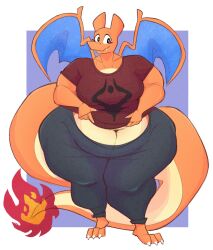 aimbot-jones anthro big_breasts breasts charizard clothing female furry furry_only pokemon pokemon_(species) tail thick_thighs valentina_(aimbot-jones) wide_hips